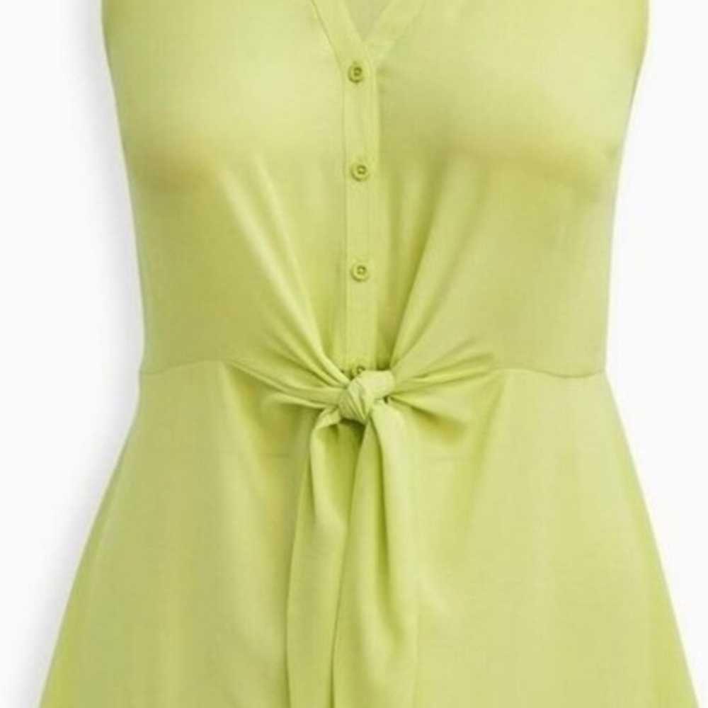New Torrid Sleeveless Sunny Yellow-lime Blouse With Front Tie  Size 2X